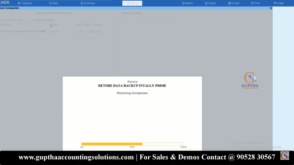 How to Restore data backup in Tally Prime in Telugu 17