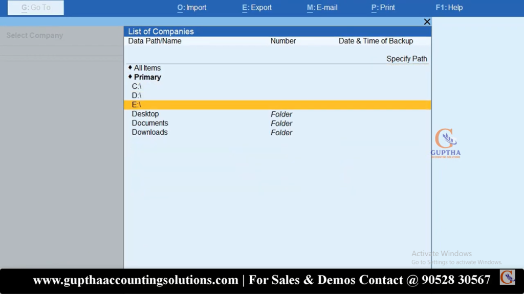 How to Restore data backup in Tally Prime in Telugu 7