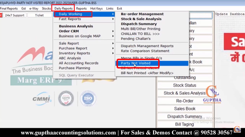 How to See Inactive Customers List in Marg in Telugu 2