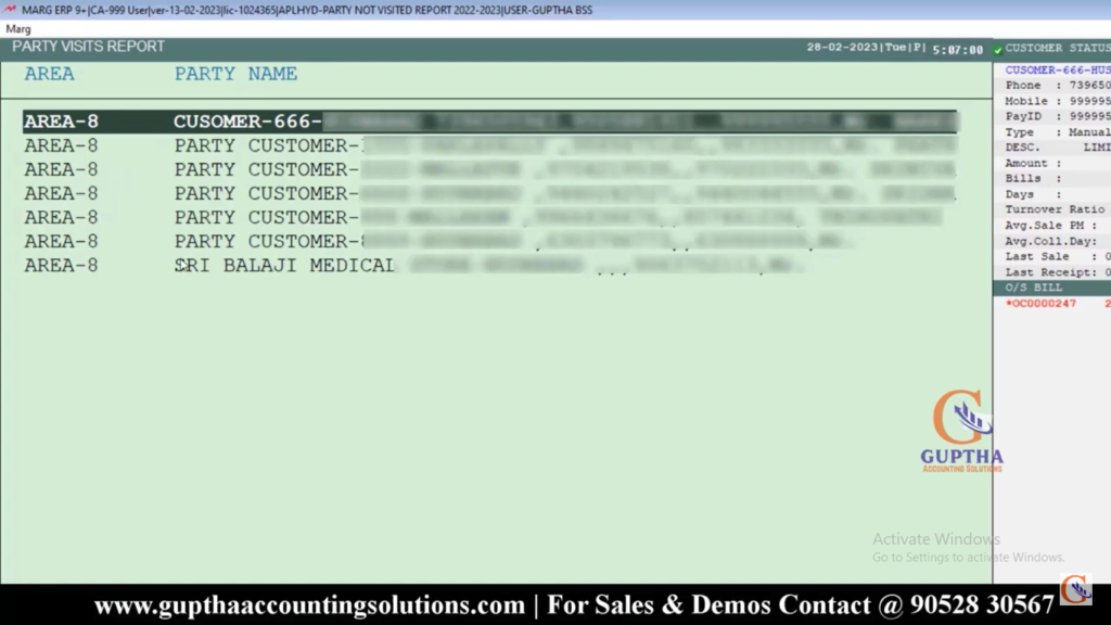 How to See Inactive Customers List in Marg in Telugu 8