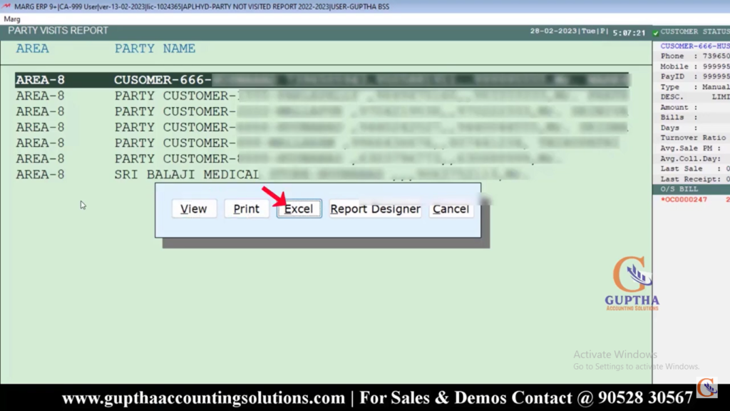 How to See Inactive Customers List in Marg in Telugu 9