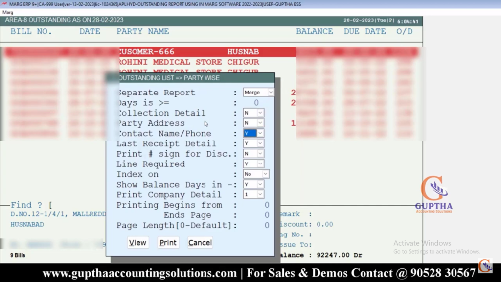 How to See Outstanding Report in Marg in Telugu 13