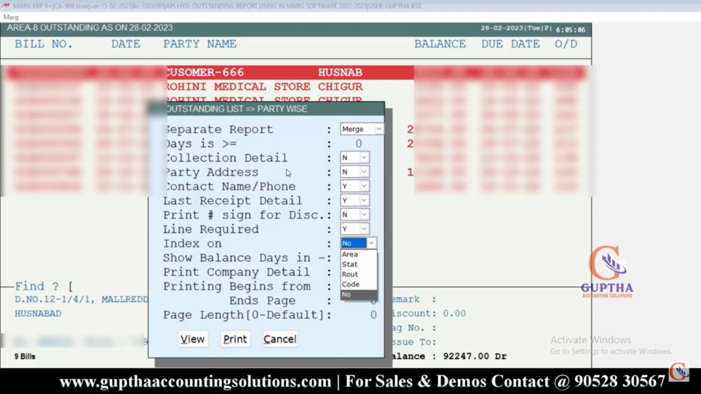 How to See Outstanding Report in Marg in Telugu 14