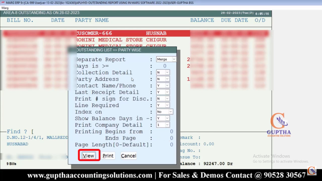 How to See Outstanding Report in Marg in Telugu 15