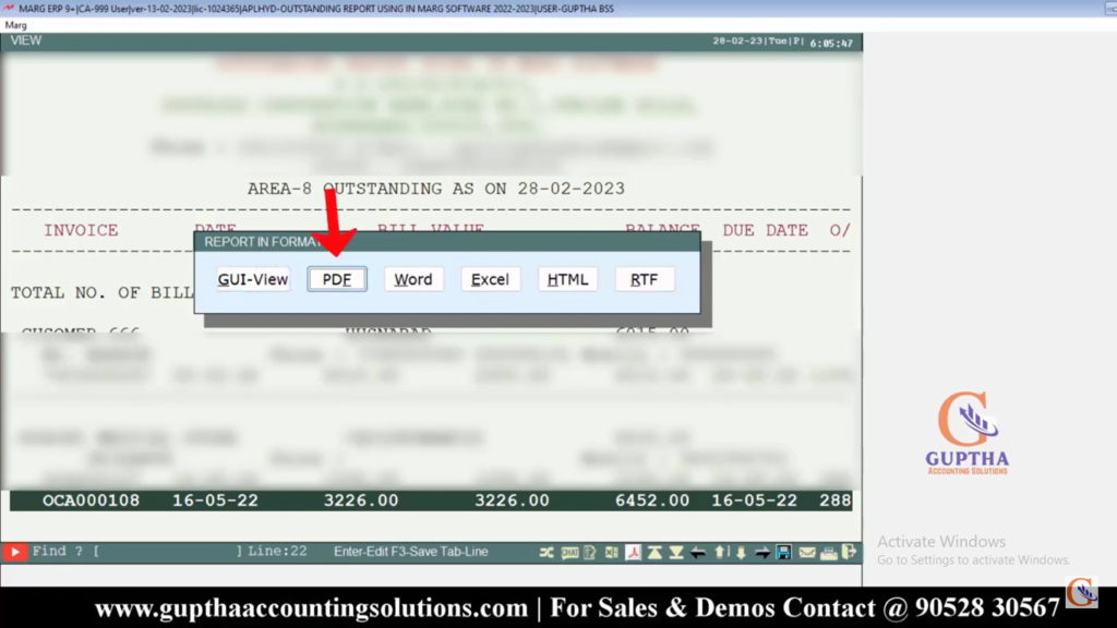 How to See Outstanding Report in Marg in Telugu 19