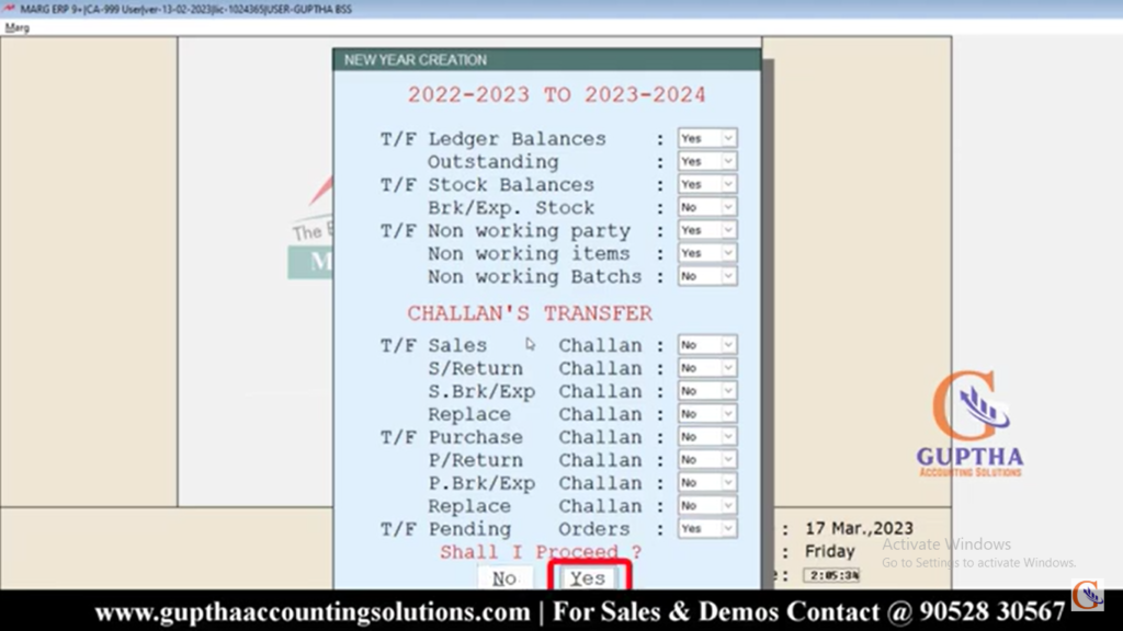 How to create a New Financial Year in Marg Software in Telugu 10