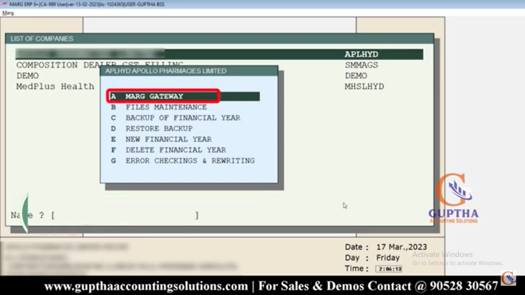 How to create a New Financial Year in Marg Software in Telugu 12