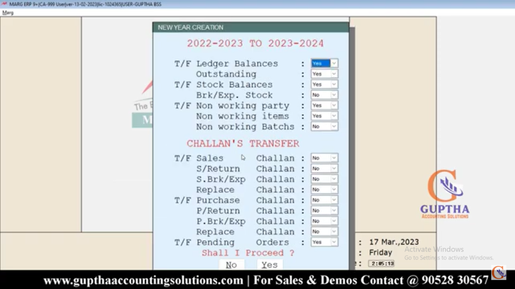 How to create a New Financial Year in Marg Software in Telugu 9
