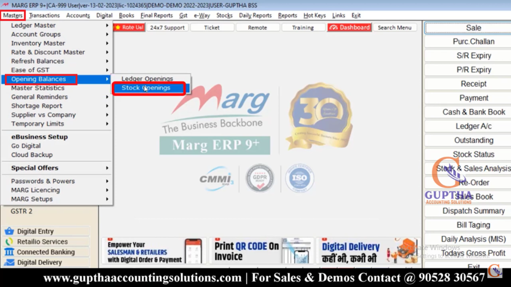 How to enter Stock Opening Balance in Marg ERP in Telugu 1
