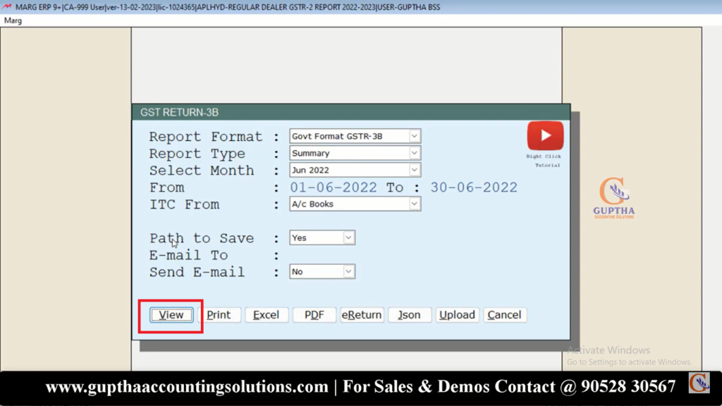 How to export GSTR 3 B in PDF In Marg in Telugu 10