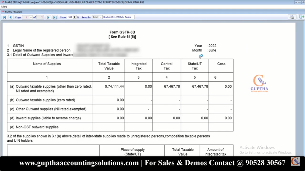 How to export GSTR 3 B in PDF In Marg in Telugu 12