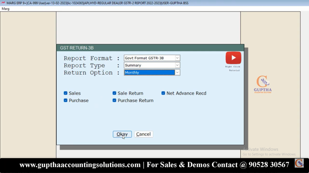 How to export GSTR 3 B in PDF In Marg in Telugu 6