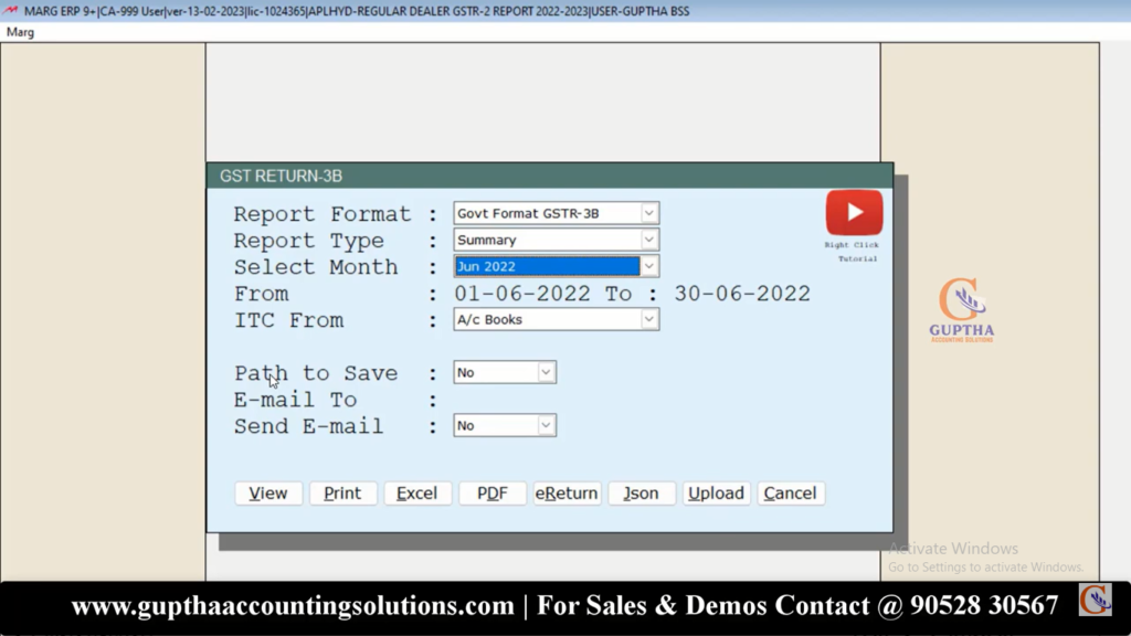 How to export GSTR 3 B in PDF In Marg in Telugu 7