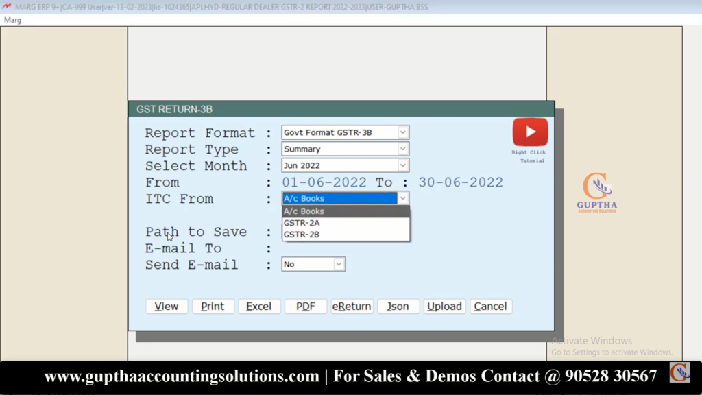 How to export GSTR 3 B in PDF In Marg in Telugu 8