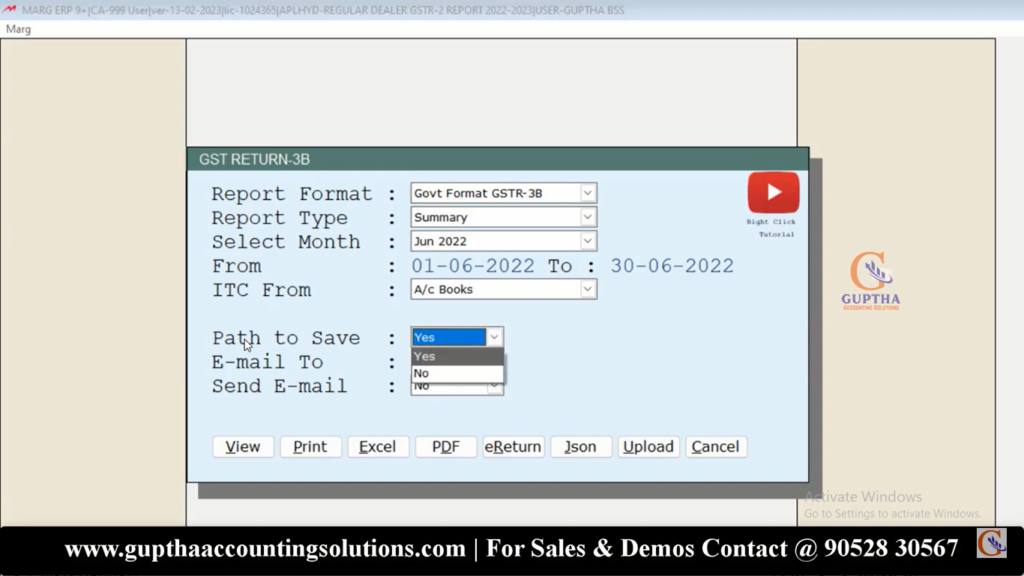 How to export GSTR 3 B in PDF In Marg in Telugu 9
