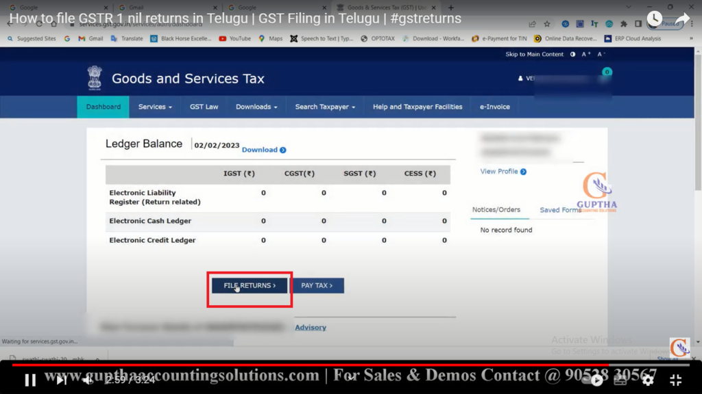 How to file GSTR 1 nil returns in Telugu 14