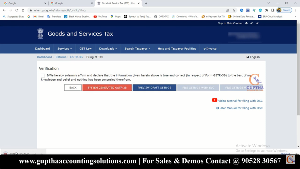 How to file GSTR 3B nil returns in Telugu 15