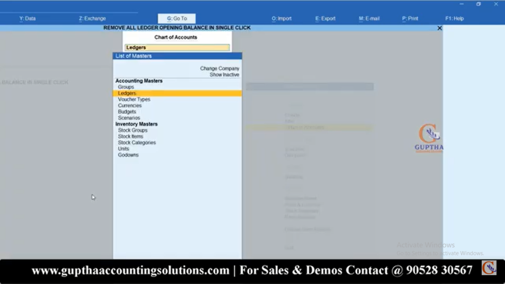 How to make All Ledgers Opening Balances to Zero in Tally Prime in Telugu 2