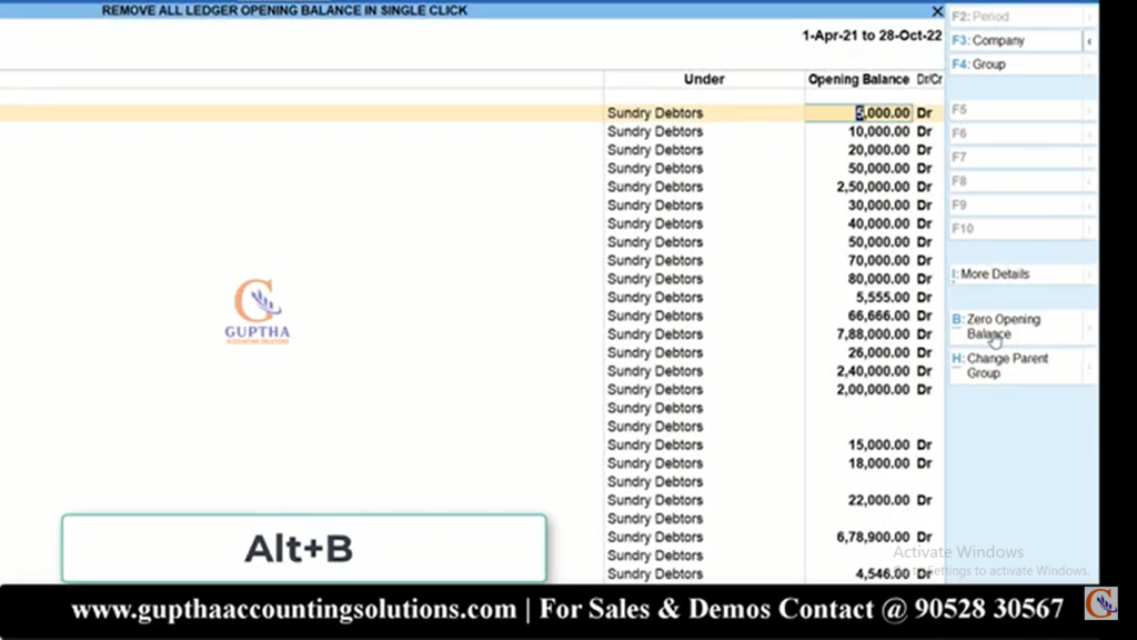 How to make All Ledgers Opening Balances to Zero in Tally Prime in Telugu 7