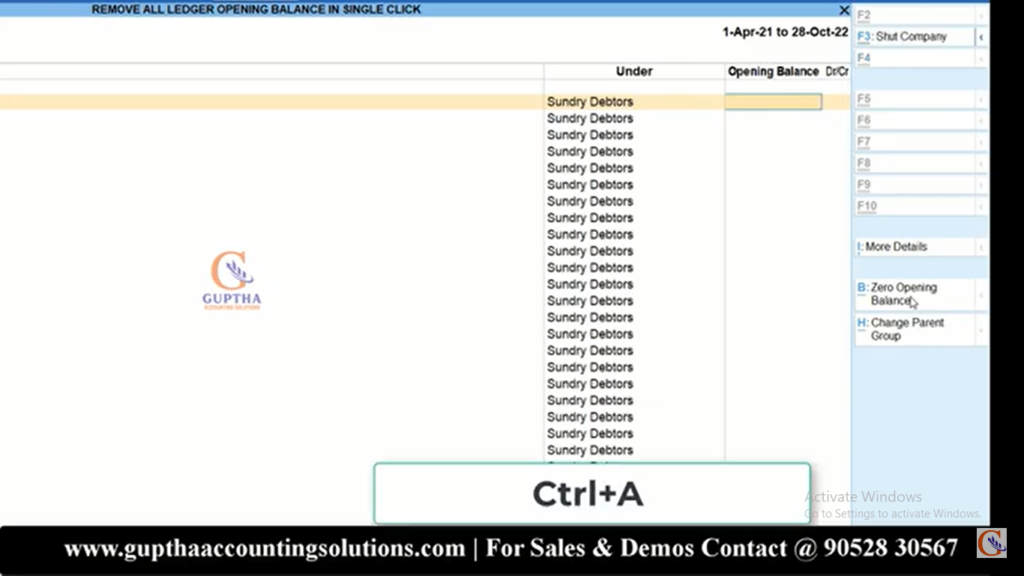 How to make All Ledgers Opening Balances to Zero in Tally Prime in Telugu 8