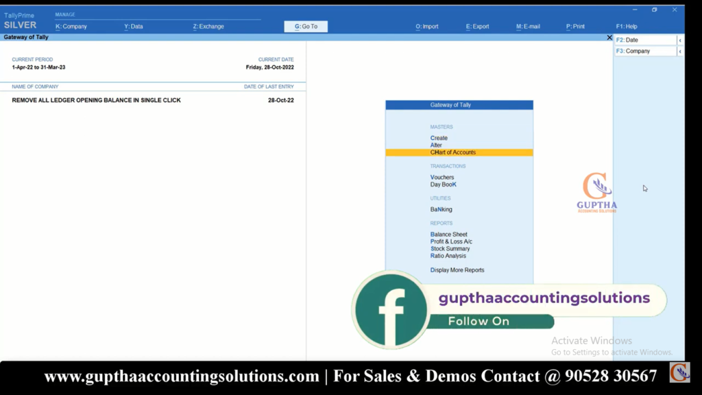 How to make All Ledgers Opening Balances to Zero in Tally Prime in Telugu 9