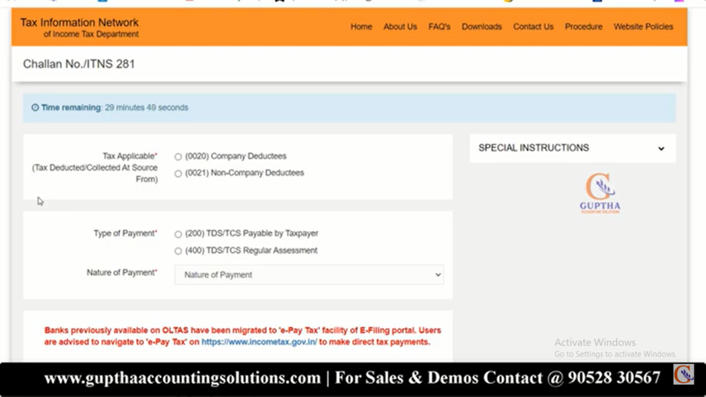 How to pay TDS Challan through online in Telugu 3