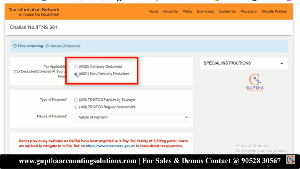 How to pay TDS Challan through online in Telugu 4