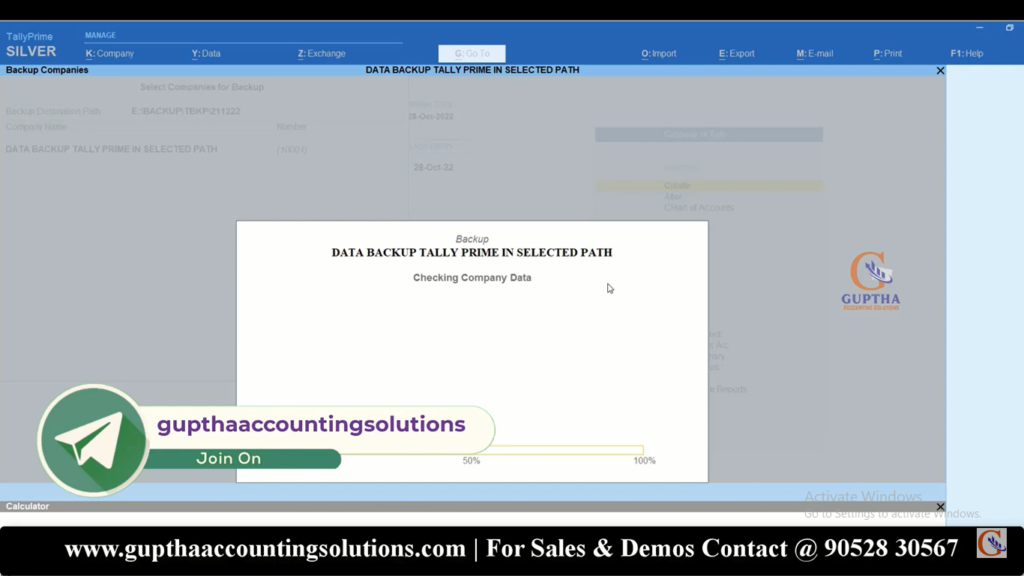 How to take data backup in Tally Prime in Telugu 12