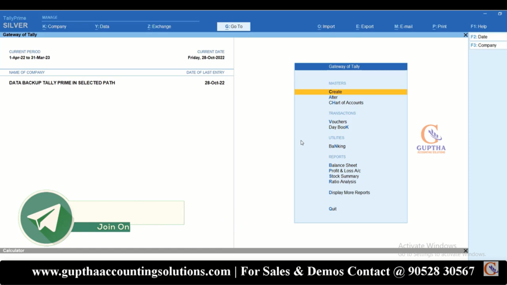 How to take data backup in Tally Prime in Telugu 13