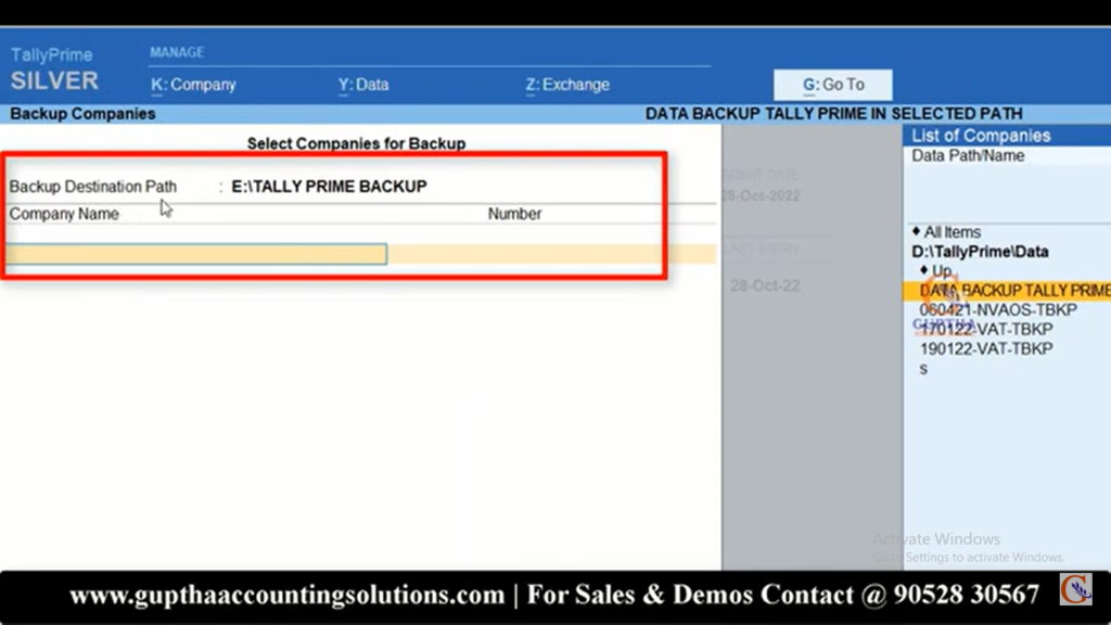 How to take data backup in Tally Prime in Telugu 3