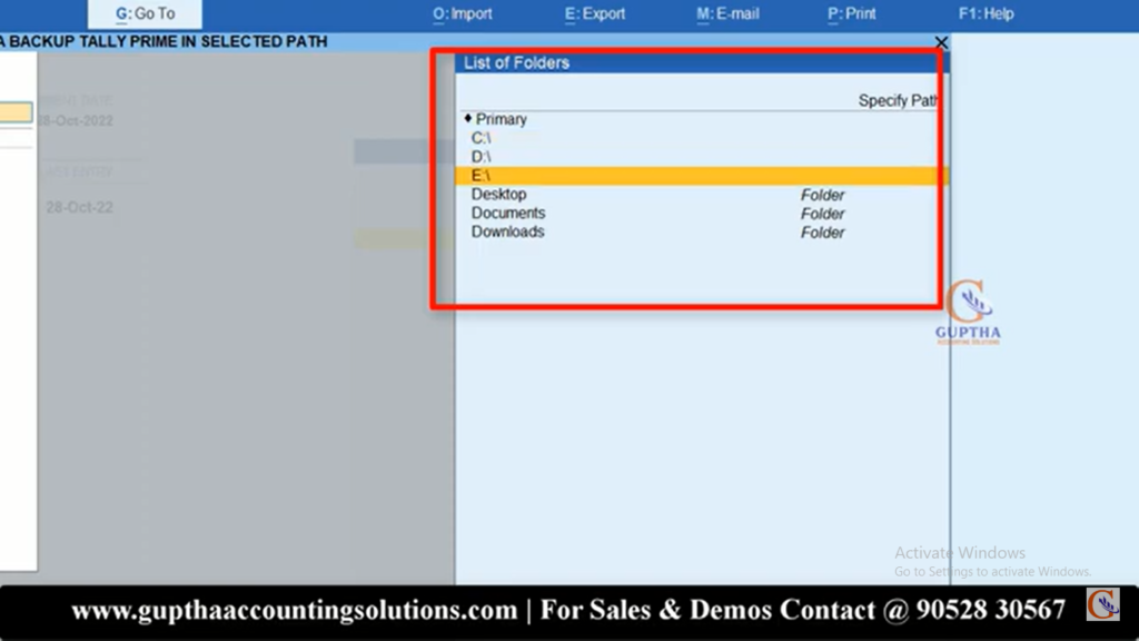 How to take data backup in Tally Prime in Telugu 5