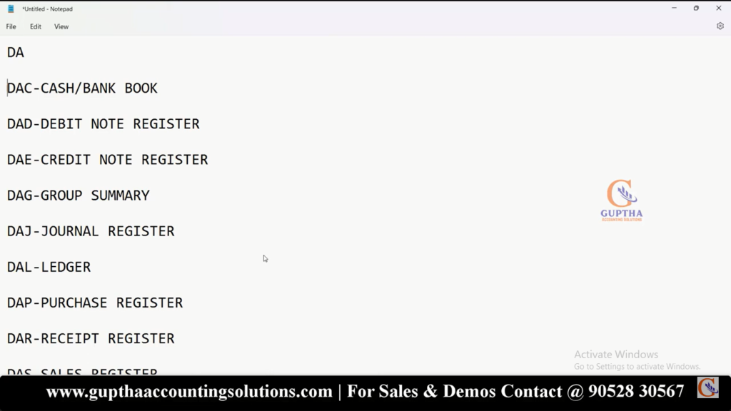 Tally Prime Shortcuts in Telugu 11