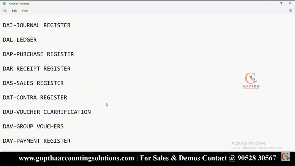 Tally Prime Shortcuts in Telugu 12