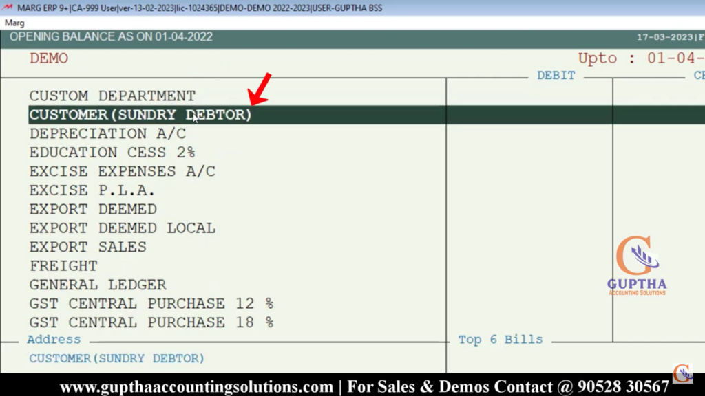 How to Enter Ledger Opening Balance in Marg ERP in Telugu 2