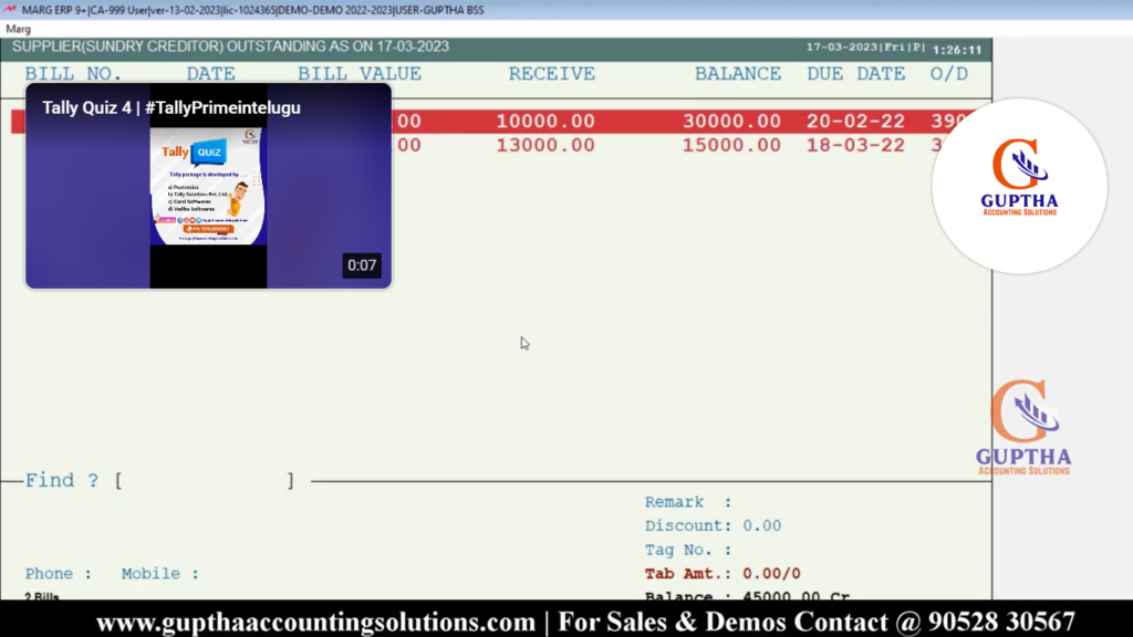 How to Enter Ledger Opening Balance in Marg ERP in Telugu 21