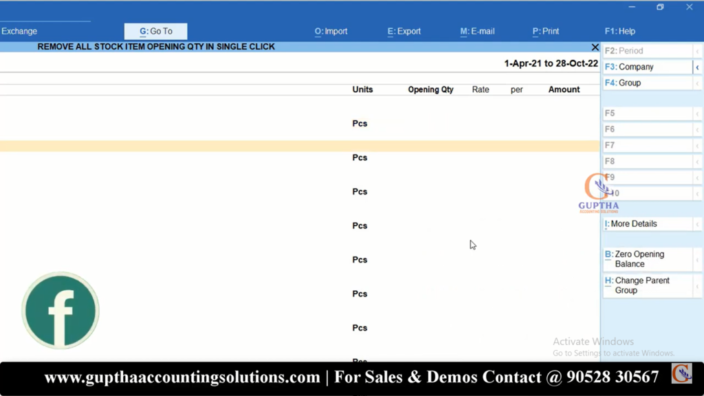 How to make All Items Stock Opening Quantity to Zero in Tally Prime in Telugu 7