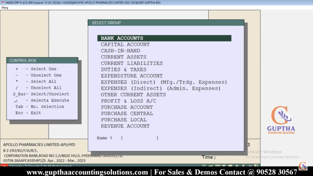 How to print Multi Ledgers in Marg ERP in Telugu 2