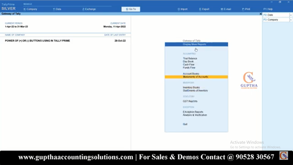 How to use Plus (+), Minus(-) Shortcuts in Tally Prime in Telugu 14