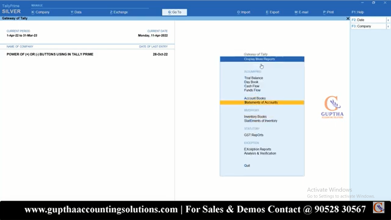 How to use Plus (+), Minus(-) Shortcuts in Tally Prime in Telugu ...