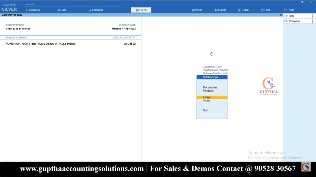 How to use Plus (+), Minus(-) Shortcuts in Tally Prime in Telugu 16