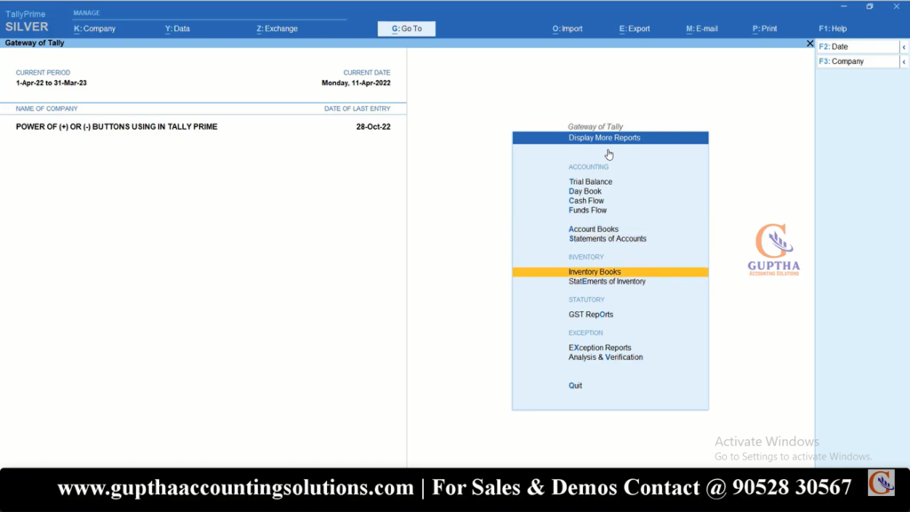 How to use Plus (+), Minus(-) Shortcuts in Tally Prime in Telugu 19