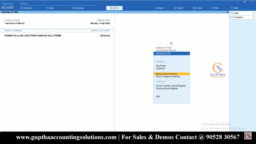 How to use Plus (+), Minus(-) Shortcuts in Tally Prime in Telugu 20