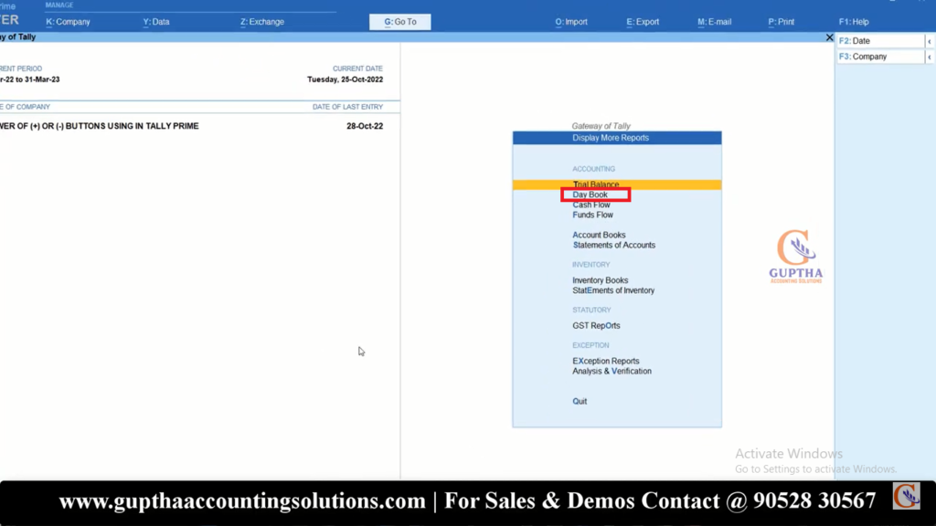 How to use Plus (+), Minus(-) Shortcuts in Tally Prime in Telugu 3